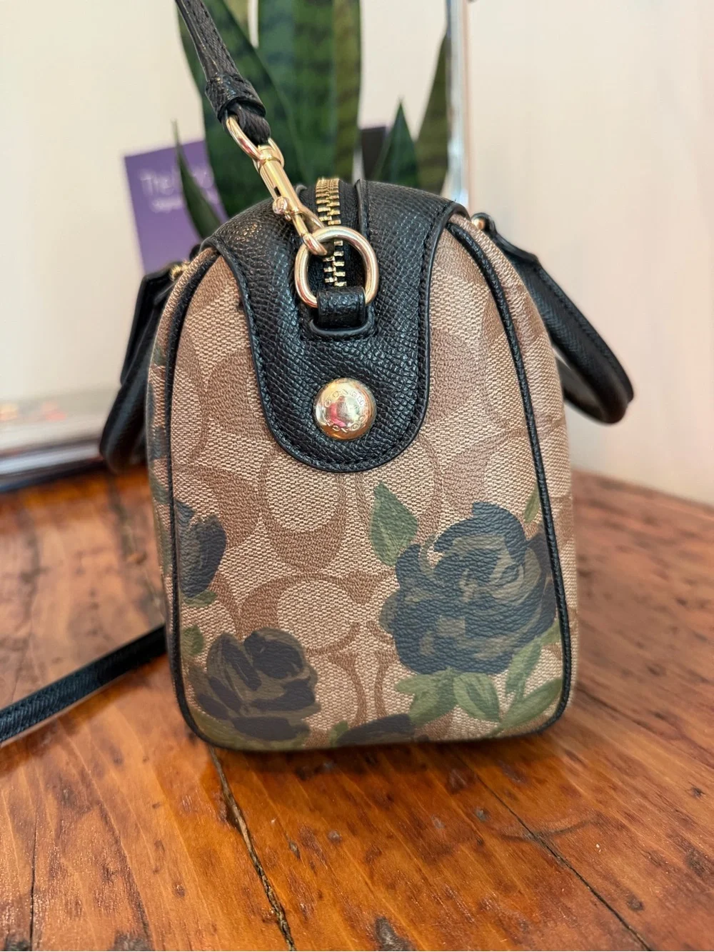 Coach Mini Bennett Satchel in Camo Rose Signature Crossgrain Leather